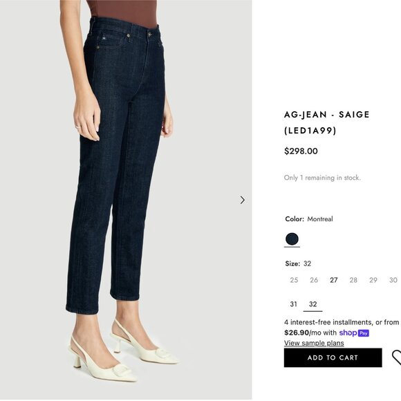 AG Adriano Goldschmied | Saige High Rise Straight Stretch Denim Dark Blue Jeans - Picture 2 of 16